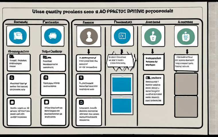 **Image of a DAO proposal process:** A digital illustration depicting a simplified workflow for managing proposals in a DAO. Show icons representing prioritizing, discussing, and voting. The style should be clean and modern, emphasizing transparency and community involvement. Use a color palette that evokes trust and collaboration.